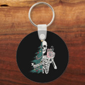 Grappig Kerst Sorta Merry Sorta Scary Skeleton X Sleutelhanger (Voorkant)