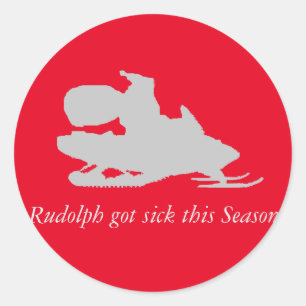 Grappig Kerst sticker Santa op ski sneeuwscooter