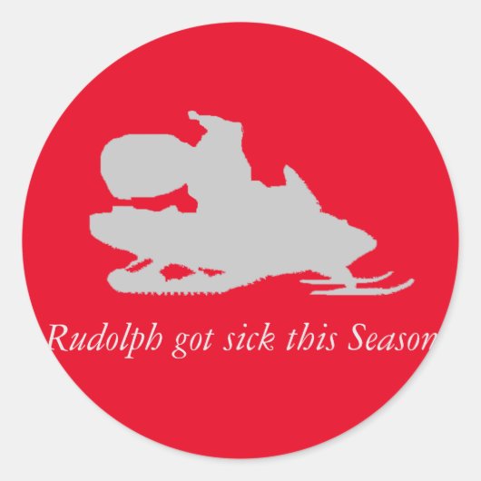 Grappig Kerst sticker Santa op ski sneeuwscooter (Voorkant)