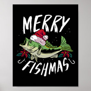 Grappig Kerst Thema B Vis Ontwerp - Vrolijke Fi Poster
