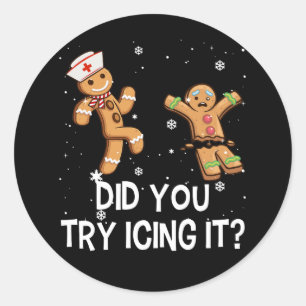 Grappig kerst verpleegster peperkoek man heb je ge ronde sticker