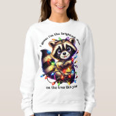 Grappig Kerst wasbeer shirt met kleurrijke lichten (Voorkant)