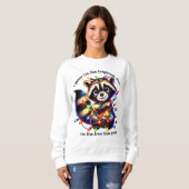 Grappig Kerst wasbeer shirt met kleurrijke lichten (Voorkant volledig)