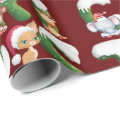 Grappig kerstalfabet met wild dier cadeaupapier (Rol Hoek)