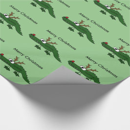 Grappig kerstalligator als rendiertje cadeaupapier