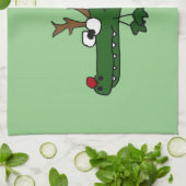 Grappig kerstalligator als rendiertje theedoek (Gevouwen)