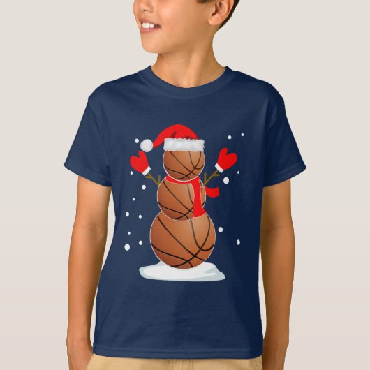 Grappig kerstbal Basketball Snowman Gift Shirt (Voorkant)