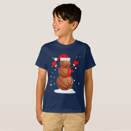 Grappig kerstbal Basketball Snowman Gift Shirt (Voorkant volledig)