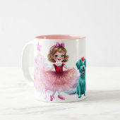 Grappig kerstballet met puppy-juichen tweekleurige koffiemok (Voorkant links)