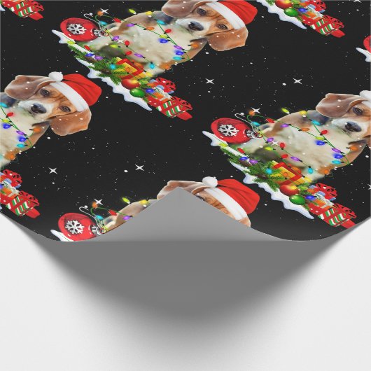 Grappig kerstbeagle hond voor hond van pap Dog mam Cadeaupapier (Hoek)