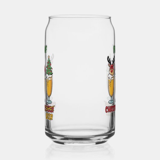 Grappig kerstbier drink feest blikvorm glas (Links)
