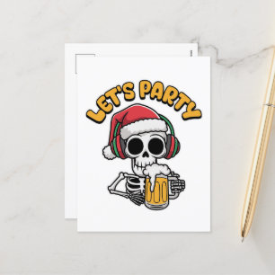 Grappig kerstbier skeleton party feestdagenkaart