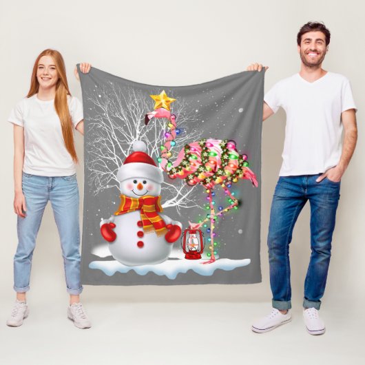 Grappig kerstbomen Flamingo Pet Santa Best Xmas Fleece Deken (In situ)