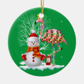 Grappig kerstbomen Flamingo Pet Santa Best Xmas Keramisch Ornament (Voorkant)