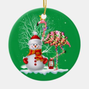 Grappig kerstbomen Flamingo Pet Santa Best Xmas Keramisch Ornament