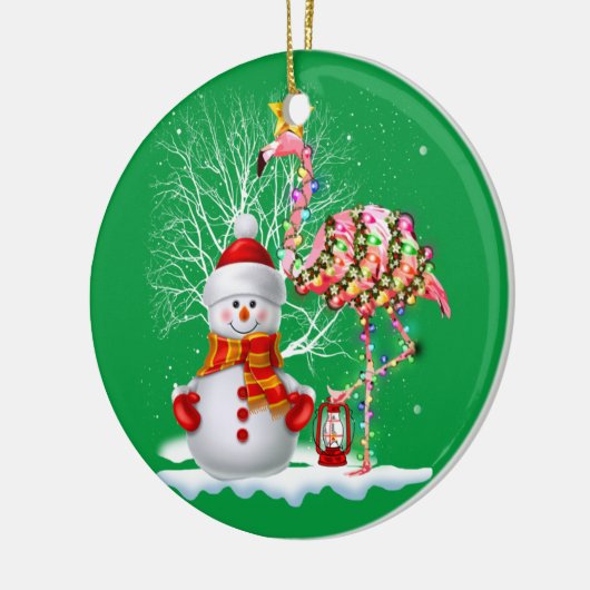 Grappig kerstbomen Flamingo Pet Santa Best Xmas Keramisch Ornament (Links)