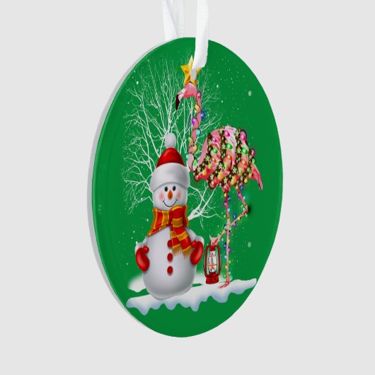Grappig kerstbomen Flamingo Pet Santa Best Xmas Ornament (voorkant)