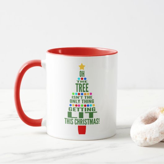 Grappig kerstboom | Humor "Lit Holiday" Mok (Met donut)