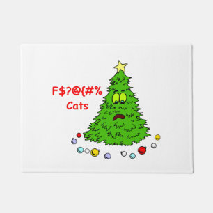 Grappig kerstboomfeest Joke Cats Xmas Holiday Deurmat