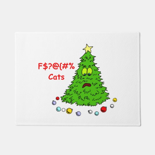 Grappig kerstboomfeest Joke Cats Xmas Holiday Deurmat (Voorkant)