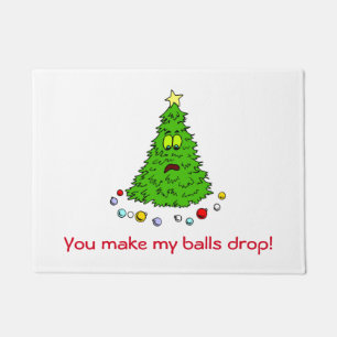Grappig kerstboomfeest Joke Make Balls Drop Holida Deurmat