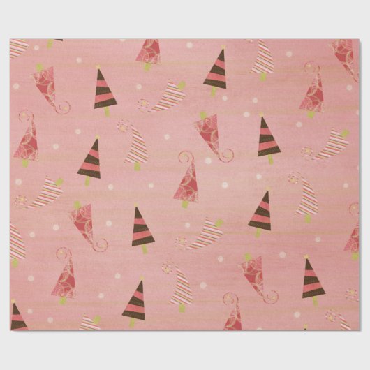 Grappig kerstboominpakpapier cadeaupapier (Vlak)