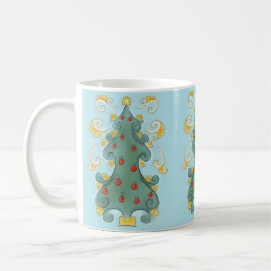 Grappig kerstboomontwerp koffiemok (Links)
