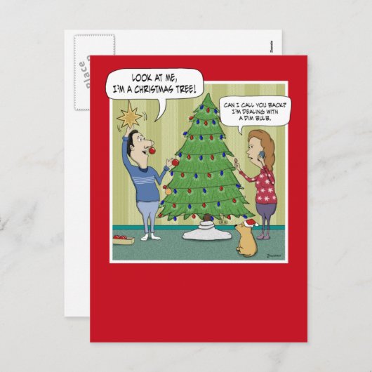 Grappig kerstboompje feestdagenkaart (Voorkant / Achterkant)