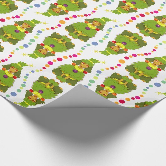 Grappig kerstboompoodle cadeaupapier (Hoek)