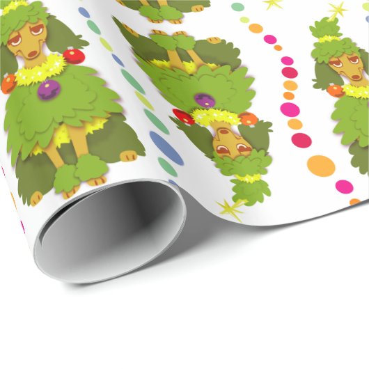 Grappig kerstboompoodle cadeaupapier (Rol Hoek)