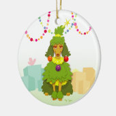Grappig kerstboompoodle keramisch ornament (Links)