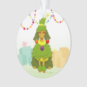 Grappig kerstboompoodle ornament (voorkant)