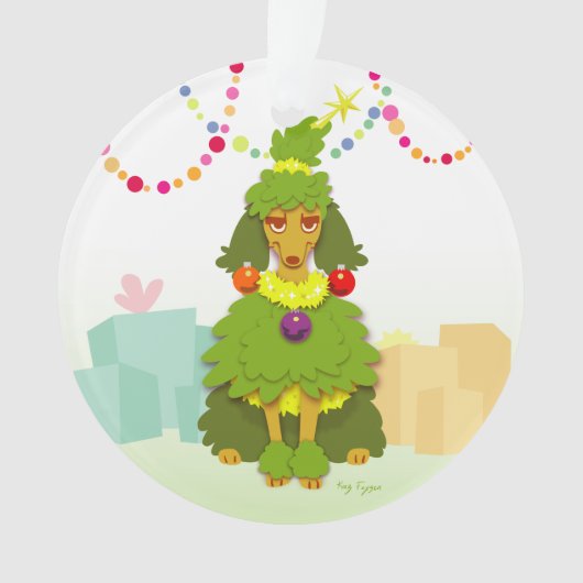 Grappig kerstboompoodle ornament (voorkant)