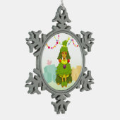Grappig kerstboompoodle tin sneeuwvlok ornament (Links)