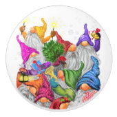 Grappig kerstcadeau Happy Gnomes Keramische knop (Voorkant)