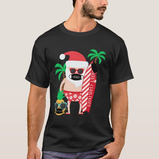 Grappig Kerstcadeau in juli Surfen Santa met Ma T-shirt (Voorkant)
