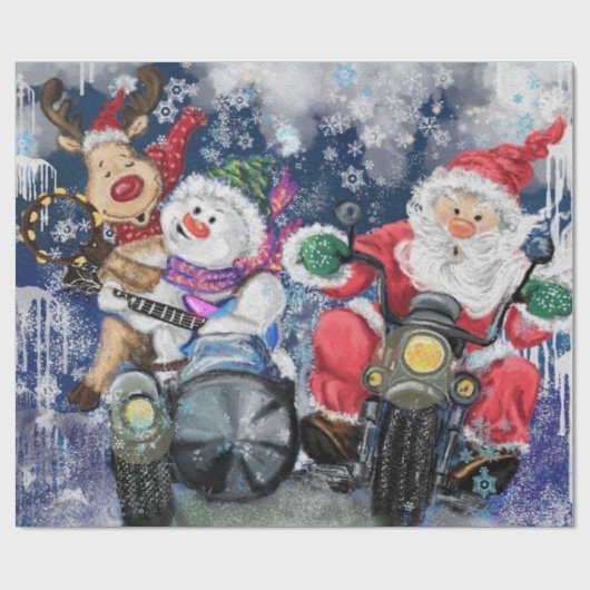 Grappig kerstcadeau inpakpapier Happy Friends (Vlak)