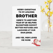 Grappig kerstcadeau voor broer kaart (Gele Bloem)