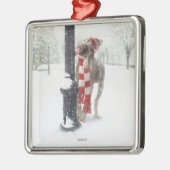 Grappig kerstcadeau voor kerstmis metalen ornament (Links)