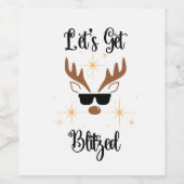 Grappig kerstcadeau wijn label - Blitzen rendieren Etiket (Enkel label)