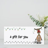 Grappig kerstcadeaucertificaat met rode neus rendi (Staand voorkant)