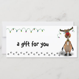 Grappig kerstcadeaucertificaat met rode neus rendi