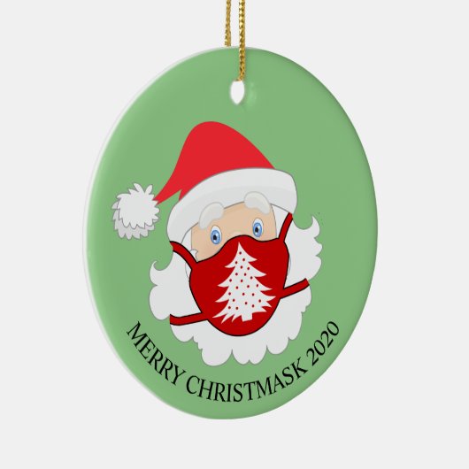 Grappig kerstcadeaumasker Santa 2020 Keramisch Ornament (Rechts)