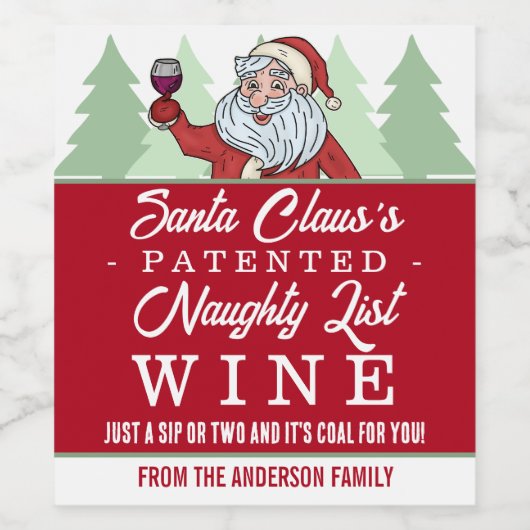Grappig kerstcadeaunummer kerstkerstcadeaubon wijn etiket (Enkel label)