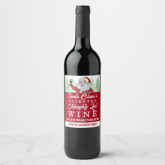 Grappig kerstcadeaunummer kerstkerstcadeaubon wijn etiket (Voorkant)