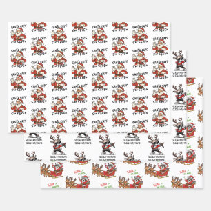 Grappig kerstcadeaupapier, sarcastische kerstman inpakpapier vel