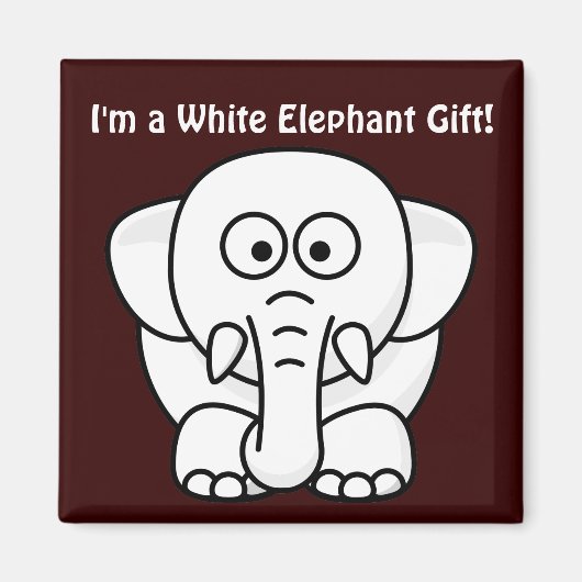 Grappig kerstcadeautje: Echte witte olifant Gift! Magneet (Voorkant)
