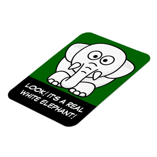 Grappig kerstcadeautje: Echte witte olifant Gift! Magneet (Linkerzijde)
