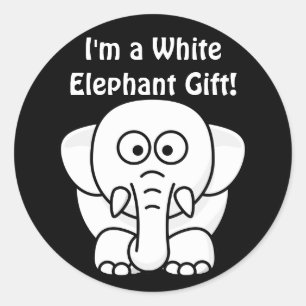 Grappig kerstcadeautje: Echte witte olifant Gift! Ronde Sticker