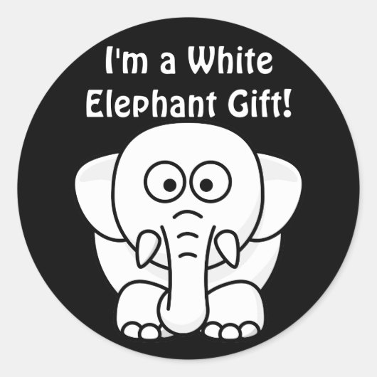 Grappig kerstcadeautje: Echte witte olifant Gift! Ronde Sticker (Voorkant)